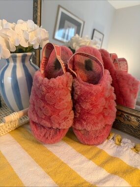 UGG Plush Pink Fuzzy Slide Slippers - Women's Comfort Footwear